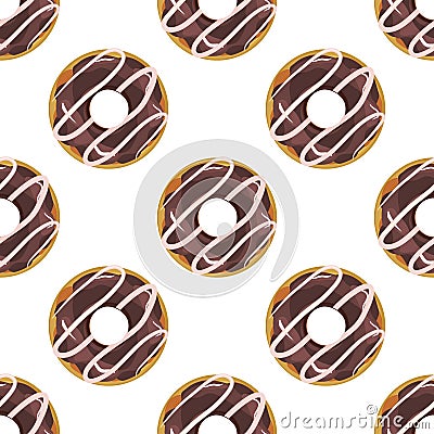 Cute donuts with colorful glazing seamless pattern . Stock Photo