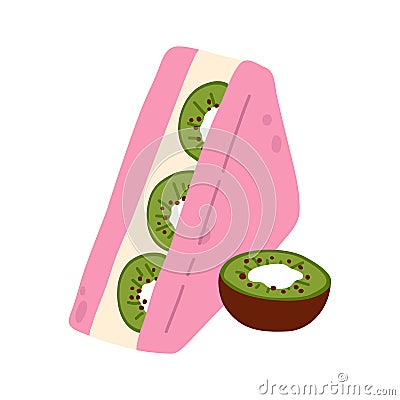 Cute doodle asian food fruit sando Vector Illustration