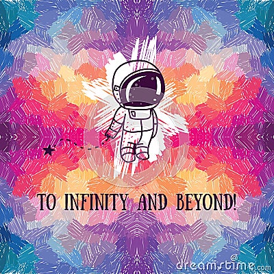 Cute doodle astronaut on abstract artistic background Vector Illustration