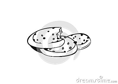 Cute food biscuits doodle vector Stock Photo