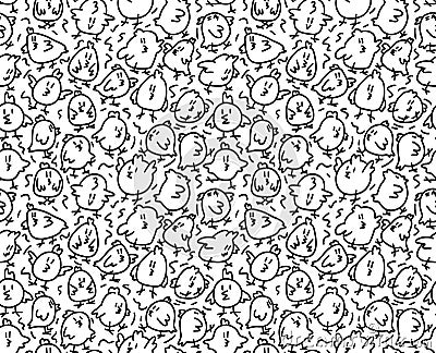 Cute doodle chicks Easter seamless pattern background Vector Illustration