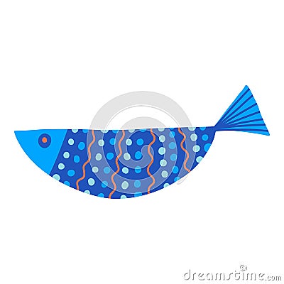 Cute doodle fish card. Around motif with fish. Vector Illustration