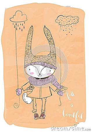 Cute doodle hare Vector Illustration