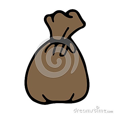 Cute doodle moneybag. Hand drawn icon of pouch. Vector illustration Vector Illustration