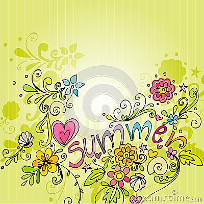 Cute doodle summer background Vector Illustration