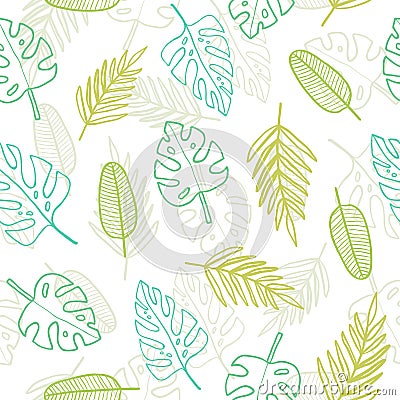 Cute doodle tropical pattern. Vector Illustration