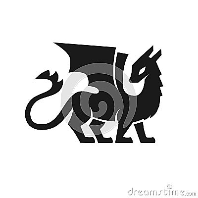 Cute Dragon Silhouettes Character Vector Vector Illustration