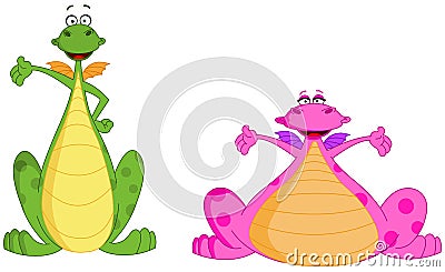 Cute dragons Vector Illustration