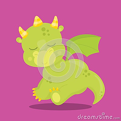 CUTE DRAGONS PINK 02 Vector Illustration