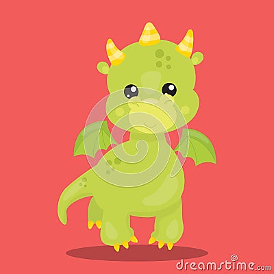 CUTE DRAGONS RED 01 Vector Illustration