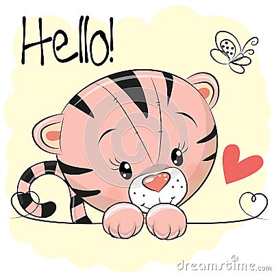 Cute Drawing Tiger Vector Illustration