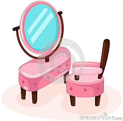 Cute dressing table with chair Vector Illustration