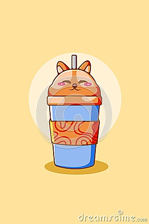 Cute drink bottle dog shaped cartoon illustration Vector Illustration