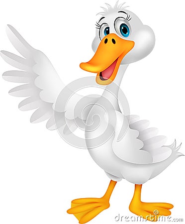 Cute duck cartoon waving Vector Illustration