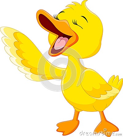 Cute duck laugh cartoon Stock Photo