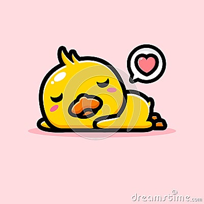 cute duck lazing love sleep relax Vector Illustration