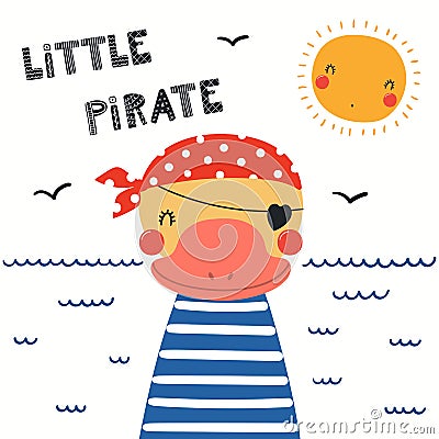 Cute duck pirate Vector Illustration