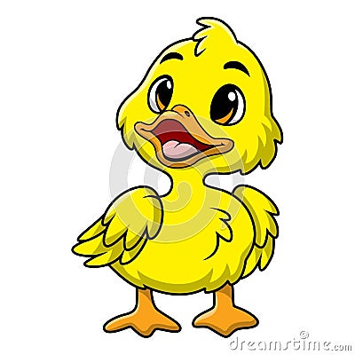 Cute duckling cartoon on white background Vector Illustration