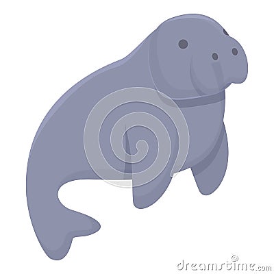 Cute dugong icon cartoon vector. Sea manatee Vector Illustration