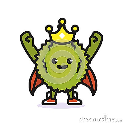 Cute durian exotic fruit mascot design illustration Cartoon Illustration