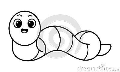 Cute Earthworm Coloring Page Cartoon Vector Illustration Vector Illustration