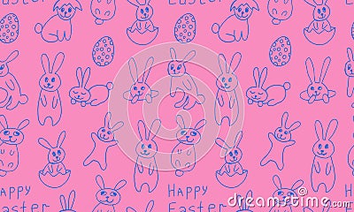 Cute Easter bunnies illustration Vector Illustration