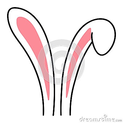 Cute Easter bunny, rabbit, hare cartoon ears illustration. Vector Illustration