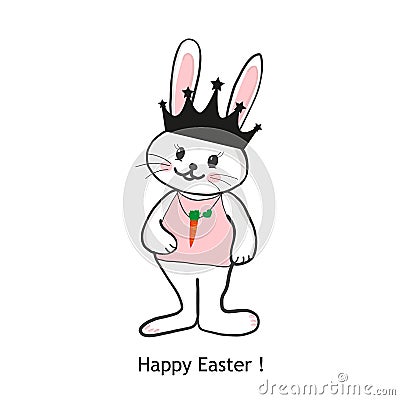 Cute Easter bunny rabbits greeting card Vector Illustration