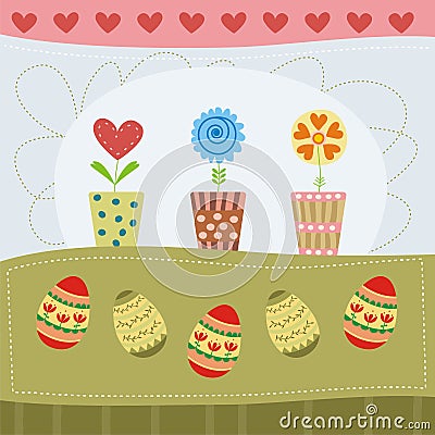 Cute easter card Vector Illustration