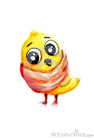 Cute Easter chicken with big eyes. Stock Photo