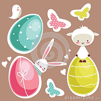 Cute Easter design elements Vector Illustration