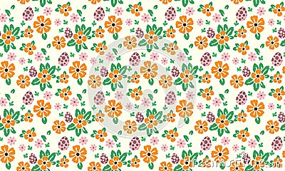 Cute of Easter egg pattern background, with seamless leaf and flower design Vector Illustration