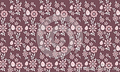 Cute of Easter egg pattern background, with seamless leaf and flower design Vector Illustration