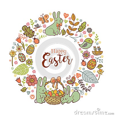 Cute Easter festive frame Vector Illustration