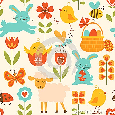 Cute Easter pattern Vector Illustration