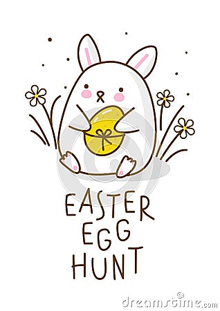 Cute Easter rabbit with egg Vector Illustration