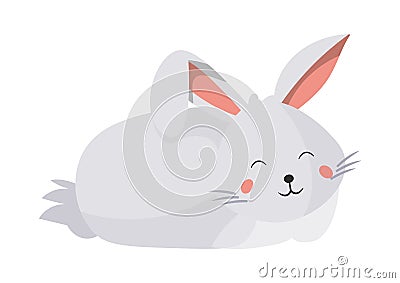 Cute easter rabbit sleeping isolated on white Vector Illustration