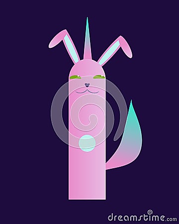 Cute Easter rebbit with unicorn tail and Stock Photo