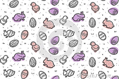 Cute Easter seamless pattern Vector Illustration