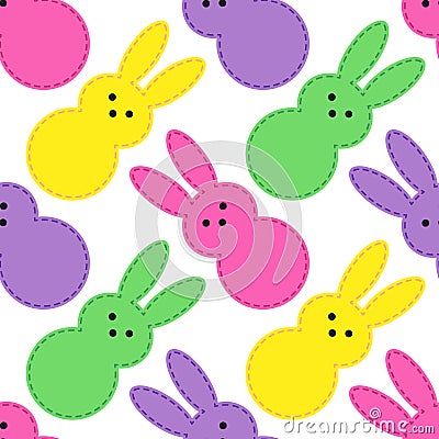 Cute Easter seamless pattern design with funny cartoon characters of bunnies Vector Illustration