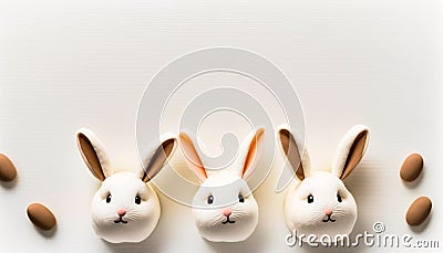 Cute eater bunnies on bright background Stock Photo