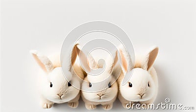 Cute eater bunnies on bright background Stock Photo