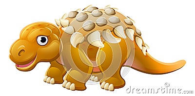 Cute Edmontonia Cartoon Dinosaur Vector Illustration