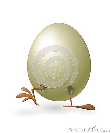 Cute egg with chicken legs out - vector illustration isolated on white background Vector Illustration