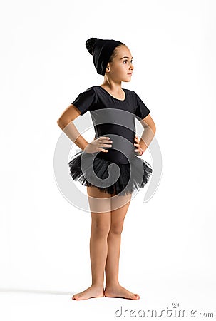 Cute elegant little girl in a black tutu Stock Photo