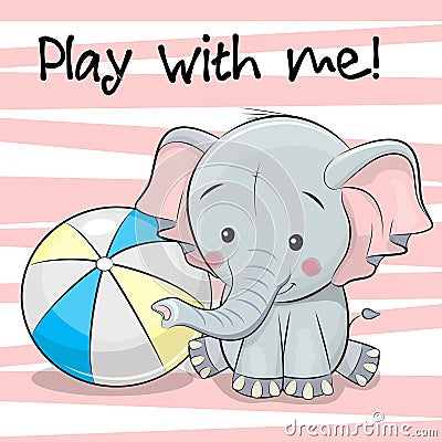 Cute Elephant with a ball Vector Illustration