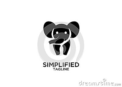 Cute elephant black gold color outline line set silhouette logo icon designs vector Stock Photo