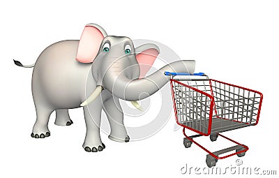 Cute Elephant cartoon character with trolly Cartoon Illustration