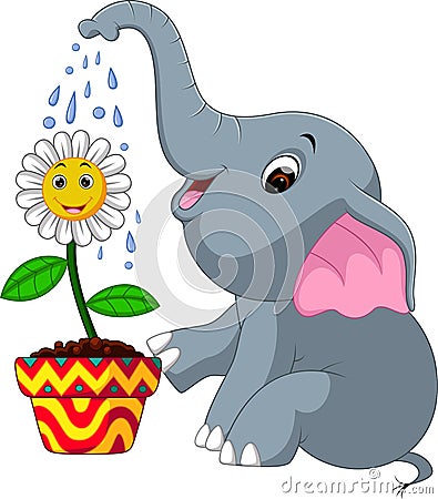 Cute elephant cartoon Vector Illustration