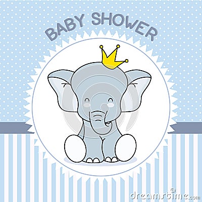 Cute Elephant with crown Vector Illustration